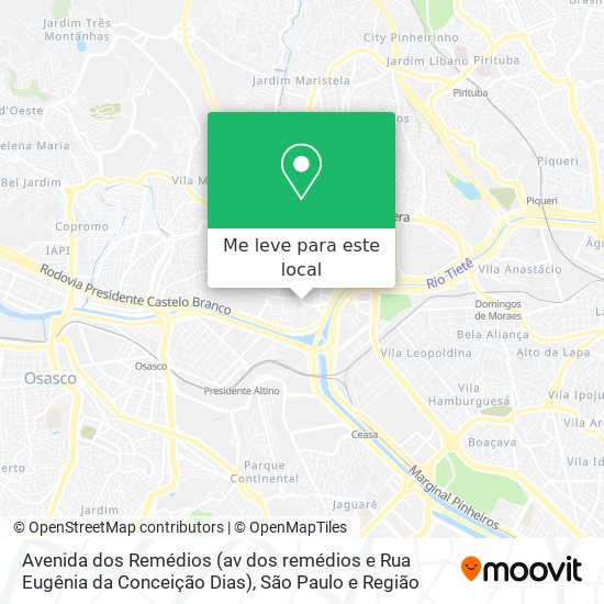 Avenida dos Remédios (av dos remédios e Rua Eugênia da Conceição Dias) mapa