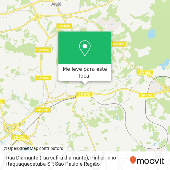 Rua Diamante (rua safira diamante), Pinheirinho Itaquaquecetuba-SP mapa