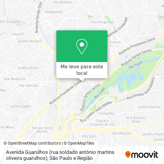 Avenida Guarulhos (rua soldado antônio martins oliveira guarulhos) mapa