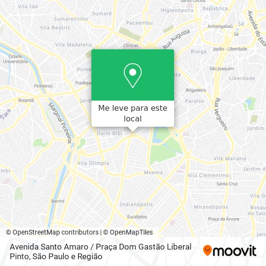 Avenida Santo Amaro / Praça Dom Gastão Liberal Pinto mapa