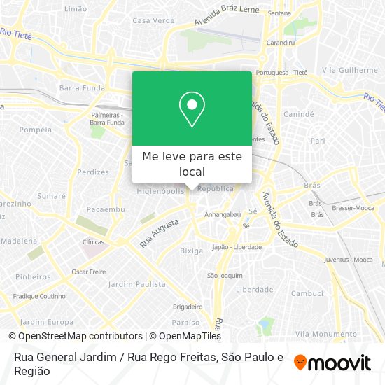 Rua General Jardim / Rua Rego Freitas mapa