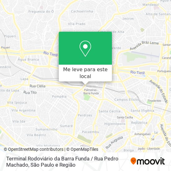 Terminal Rodoviário da Barra Funda / Rua Pedro Machado mapa