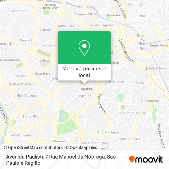 Avenida Paulista / Rua Manoel da Nóbrega mapa