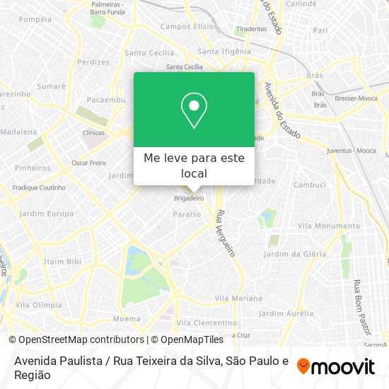 Avenida Paulista / Rua Teixeira da Silva mapa