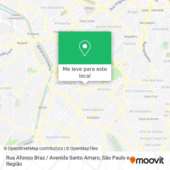 Rua Afonso Braz / Avenida Santo Amaro mapa