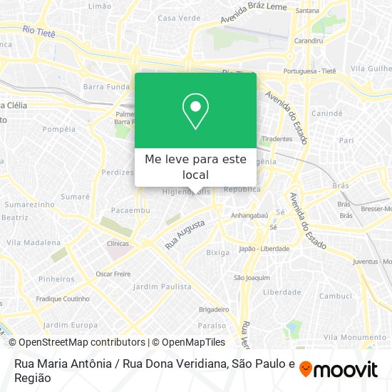 Rua Maria Antônia / Rua Dona Veridiana mapa