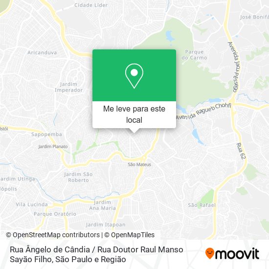 Rua Ângelo de Cândia / Rua Doutor Raul Manso Sayão Filho mapa