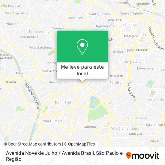 Avenida Nove de Julho / Avenida Brasil mapa