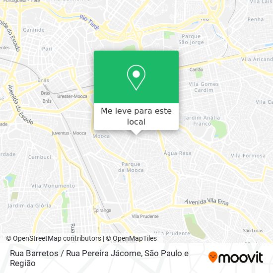 Rua Barretos / Rua Pereira Jácome mapa