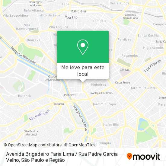 Avenida Brigadeiro Faria Lima / Rua Padre Garcia Velho mapa