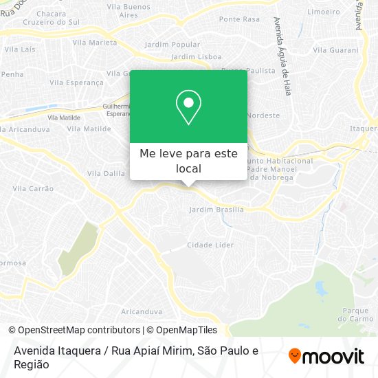 Avenida Itaquera / Rua Apiaí Mirim mapa