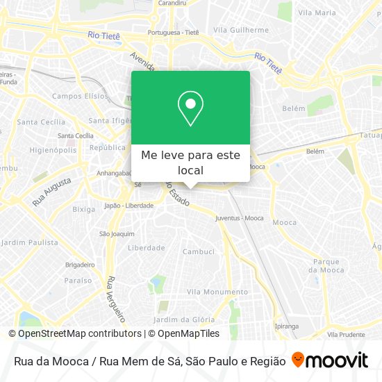 Rua da Mooca / Rua Mem de Sá mapa