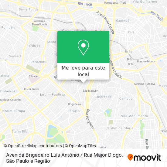 Avenida Brigadeiro Luís Antônio / Rua Major Diogo mapa