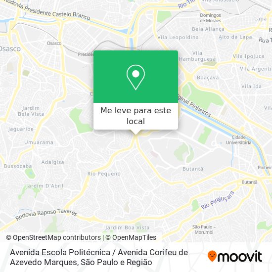 Avenida Escola Politécnica / Avenida Corifeu de Azevedo Marques mapa