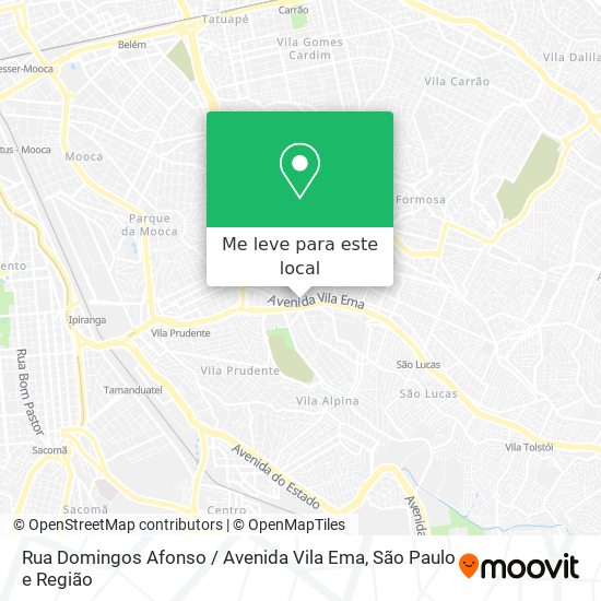 Rua Domingos Afonso / Avenida Vila Ema mapa