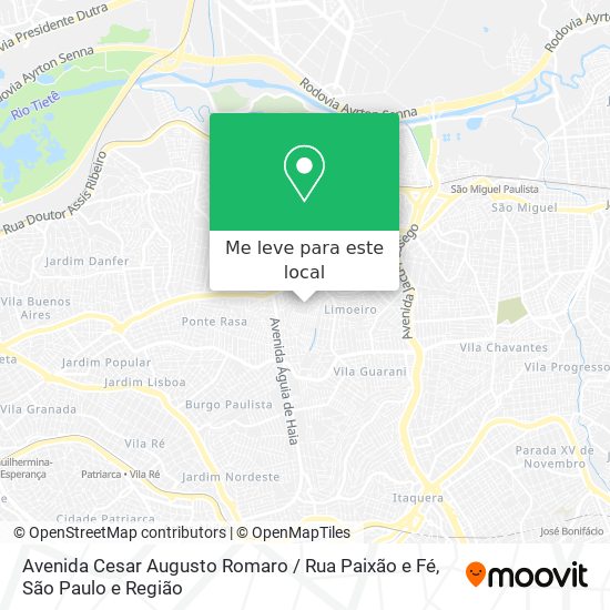 Avenida Cesar Augusto Romaro / Rua Paixão e Fé mapa