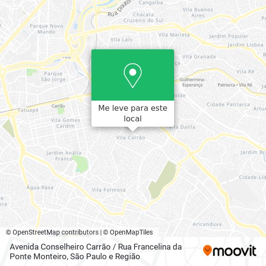 Avenida Conselheiro Carrão / Rua Francelina da Ponte Monteiro mapa