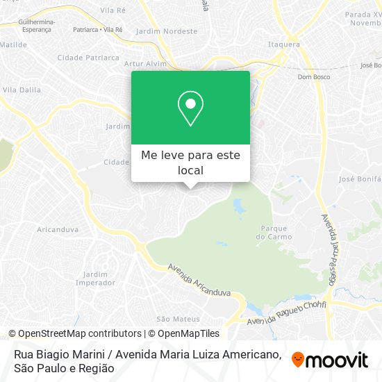 Rua Biagio Marini / Avenida Maria Luiza Americano mapa