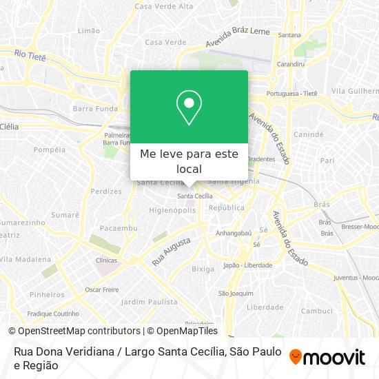 Rua Dona Veridiana / Largo Santa Cecília mapa