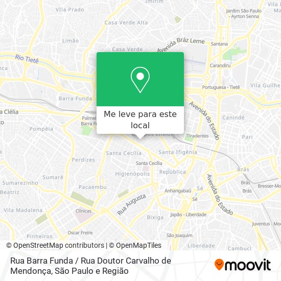 Rua Barra Funda / Rua Doutor Carvalho de Mendonça mapa