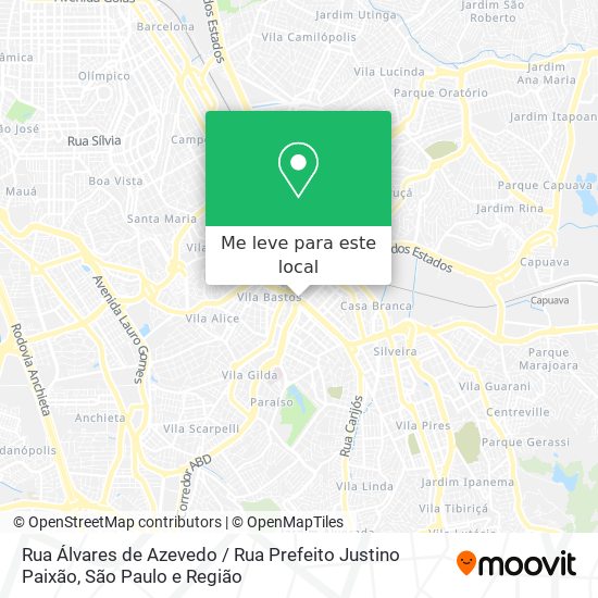 Rua Álvares de Azevedo / Rua Prefeito Justino Paixão mapa