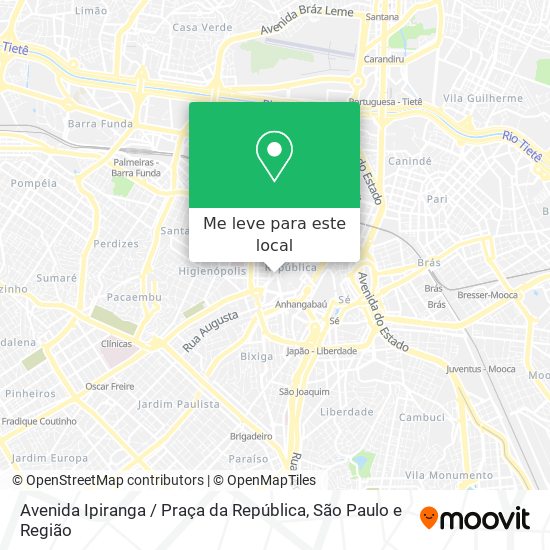 Avenida Ipiranga / Praça da República mapa