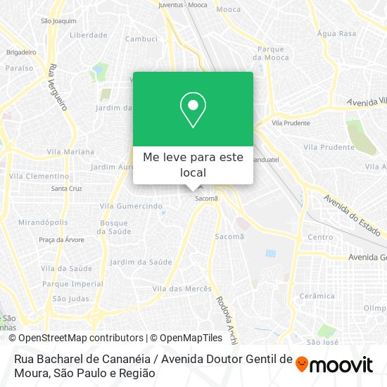 Rua Bacharel de Cananéia / Avenida Doutor Gentil de Moura mapa