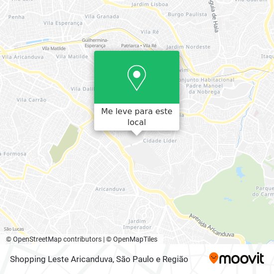 Shopping Leste Aricanduva mapa