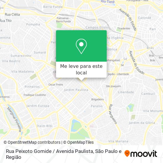 Rua Peixoto Gomide / Avenida Paulista mapa