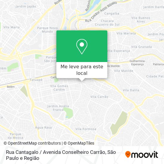 Rua Cantagalo / Avenida Conselheiro Carrão mapa