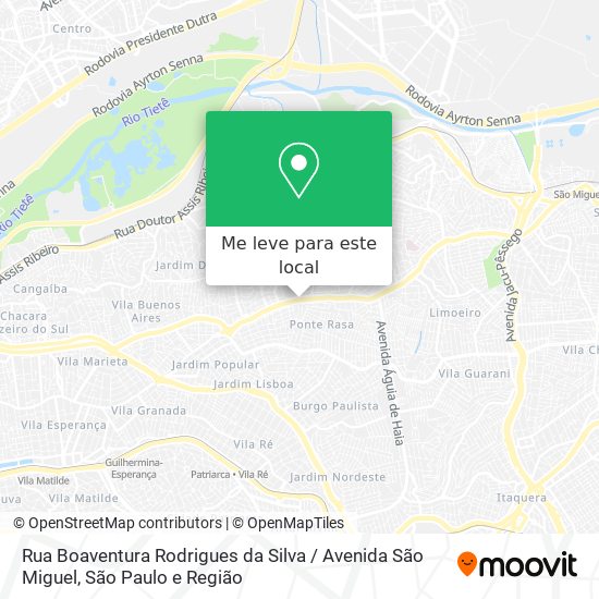Rua Boaventura Rodrigues da Silva / Avenida São Miguel mapa