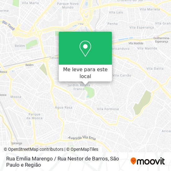 Rua Emília Marengo / Rua Nestor de Barros mapa