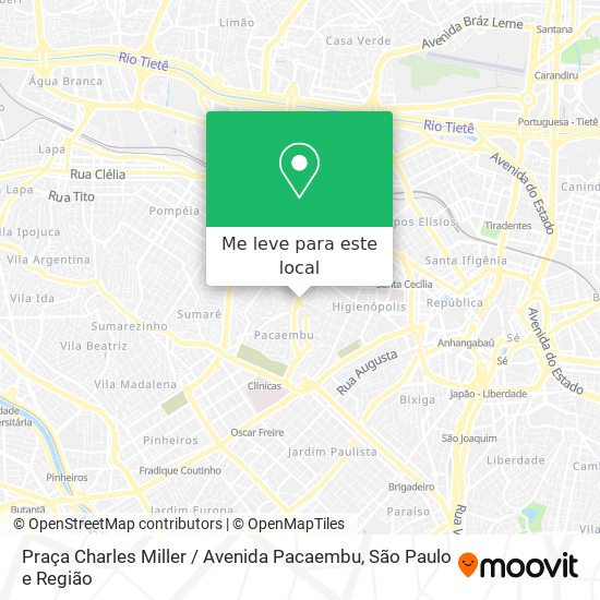 Praça Charles Miller / Avenida Pacaembu mapa