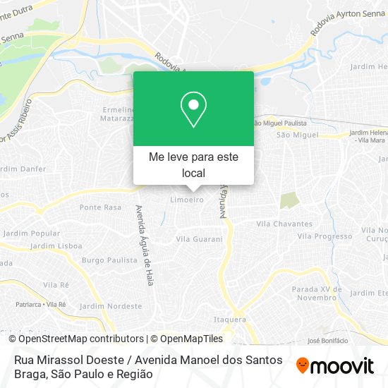 Rua Mirassol Doeste / Avenida Manoel dos Santos Braga mapa