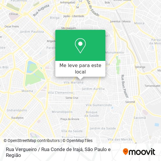 Rua Vergueiro / Rua Conde de Irajá mapa