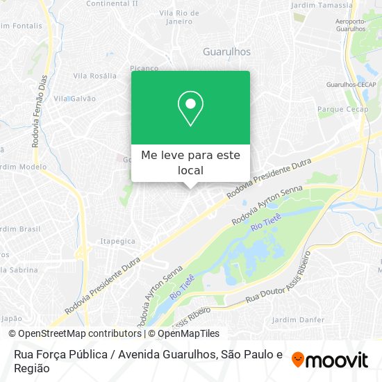 Rua Força Pública / Avenida Guarulhos mapa