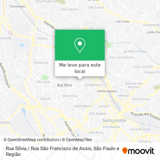 Rua Silvia / Rua São Francisco de Assis mapa