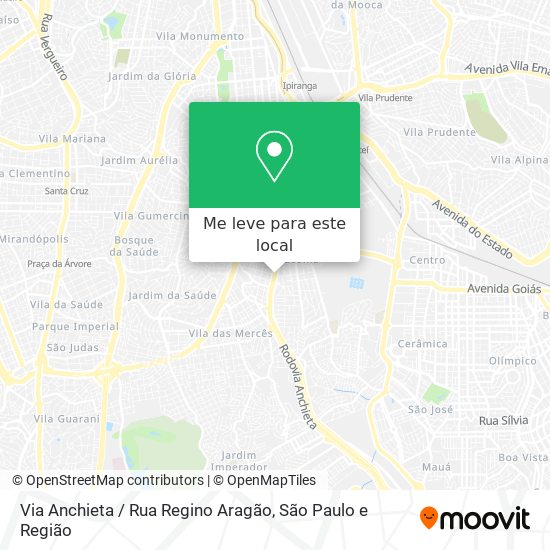 Via Anchieta / Rua Regino Aragão mapa