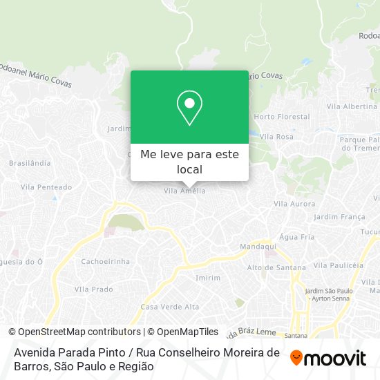 Avenida Parada Pinto / Rua Conselheiro Moreira de Barros mapa