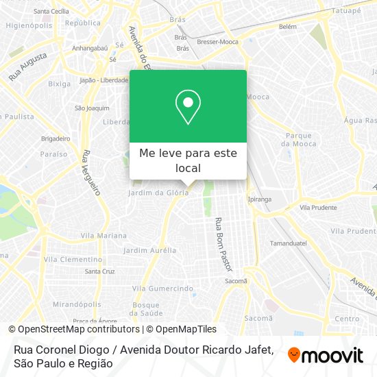 Rua Coronel Diogo / Avenida Doutor Ricardo Jafet mapa