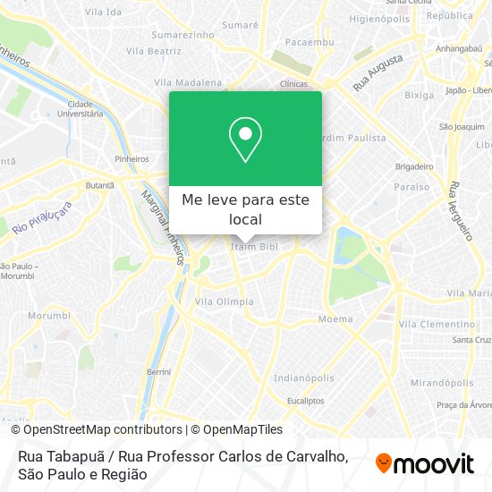 Rua Tabapuã / Rua Professor Carlos de Carvalho mapa