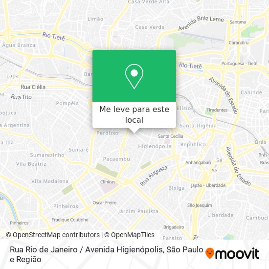 Rua Rio de Janeiro / Avenida Higienópolis mapa