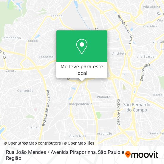 Rua João Mendes / Avenida Piraporinha mapa