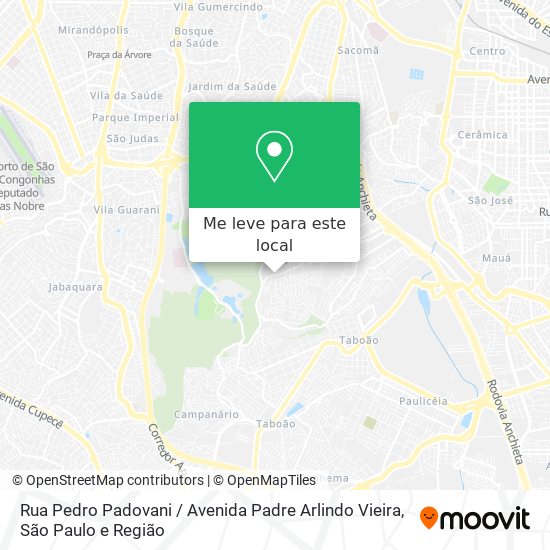 Rua Pedro Padovani / Avenida Padre Arlindo Vieira mapa