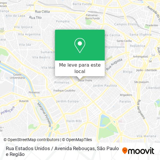 Rua Estados Unidos / Avenida Rebouças mapa