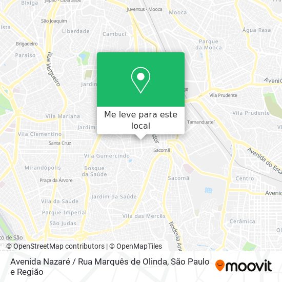 Avenida Nazaré / Rua Marquês de Olinda mapa