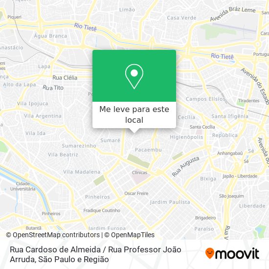 Rua Cardoso de Almeida / Rua Professor João Arruda mapa