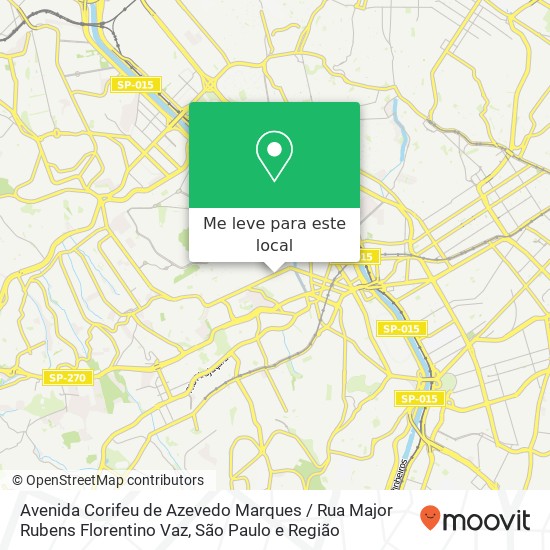 Avenida Corifeu de Azevedo Marques / Rua Major Rubens Florentino Vaz mapa