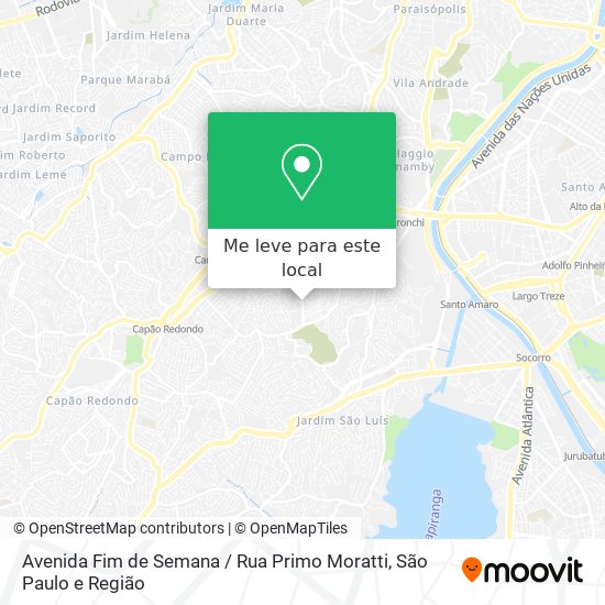 Avenida Fim de Semana / Rua Primo Moratti mapa