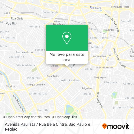 Avenida Paulista / Rua Bela Cintra mapa